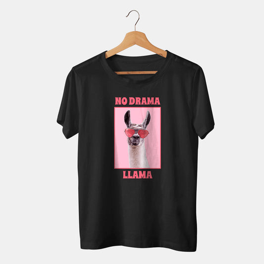 camiseta negra con llama animal con gafas de sol corazón y fondo balanco