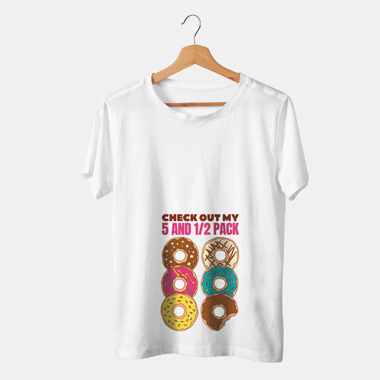 camiseta banca con donut six pack graciosa