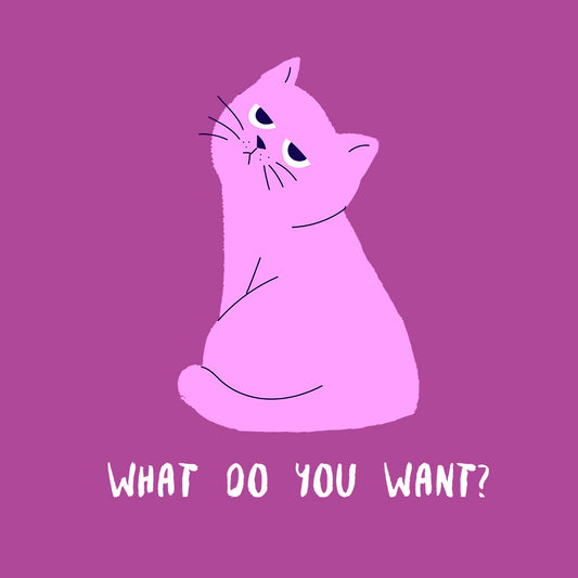 gato gruñon rosado what do you want diseño original